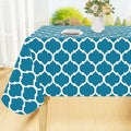 Smiry Rectangle Table Cloth, Wipeable Spillproof Plastic Tablecloths for Dining, Waterproof Vinyl Tablecloth with Flannel Backing for Rectangle Tables, Camping, Outdoor and Indoor (70"x90", Teal)