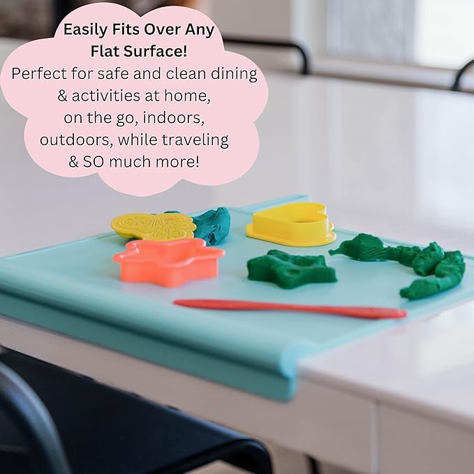 The Table Tyke Silicone Placemats for Toddlers with Patented Edge Bumper | Kids Placemats Non Slip Travel Ready | Baby Placemat BPA Free for Restaurant Dining Table | Slate Grey