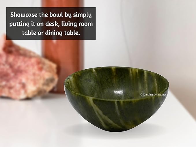 Vesuvianite Crystal Bowl - 2 Inch Decorative Bowls for Room and Home Decor - Gemstone Healing Crystals for Elegant Display, Positive Energy Balance and Gift