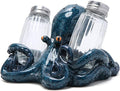 Hodao Octopus With Salt and Pepper Shaker Figurines Decorations Octopus Set with Holder Figurine for Beach Bar or Tropical Kitchen Decor Octopus Table Decorations By Home Gifts (Octopus)