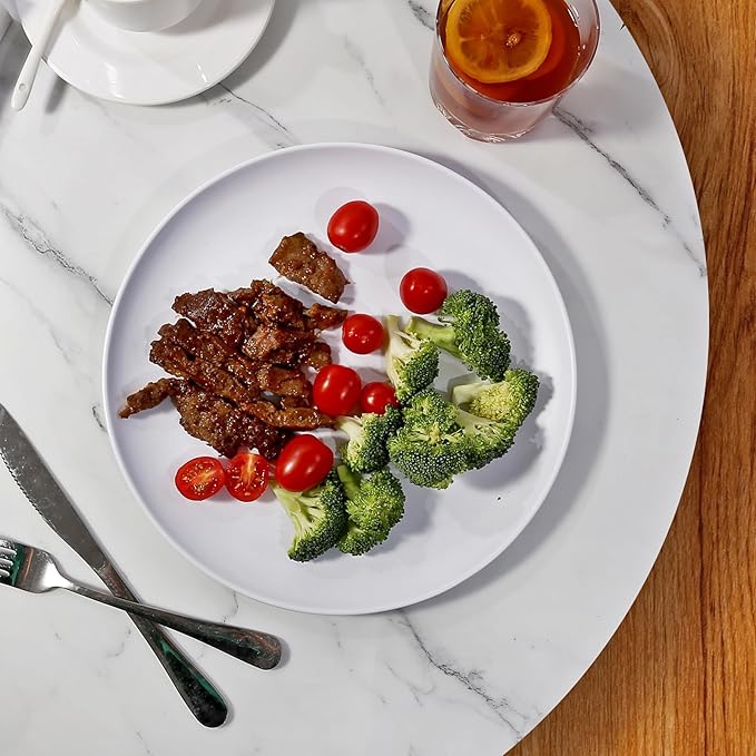 TP 10" Plate Set, 6-Piece Melamine Round Dinner Plates, Unbreakable Weighty Serving Dishes for Home, Outdoor Party, Restaurants, White