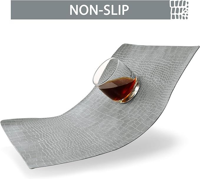 Set of 6 Faux Leather Placemats, PU Table Mats, Waterproof, Stain Resistant, Heat Resistant, Easy to Clean for Kitchen Dining Table,Conference Table