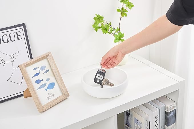 Aotea Crafts 7.9" Large White Key Bowl for Entryway Table Decor - Modern Concrete Sturdy Decorative Key Holder Bowl for Keys