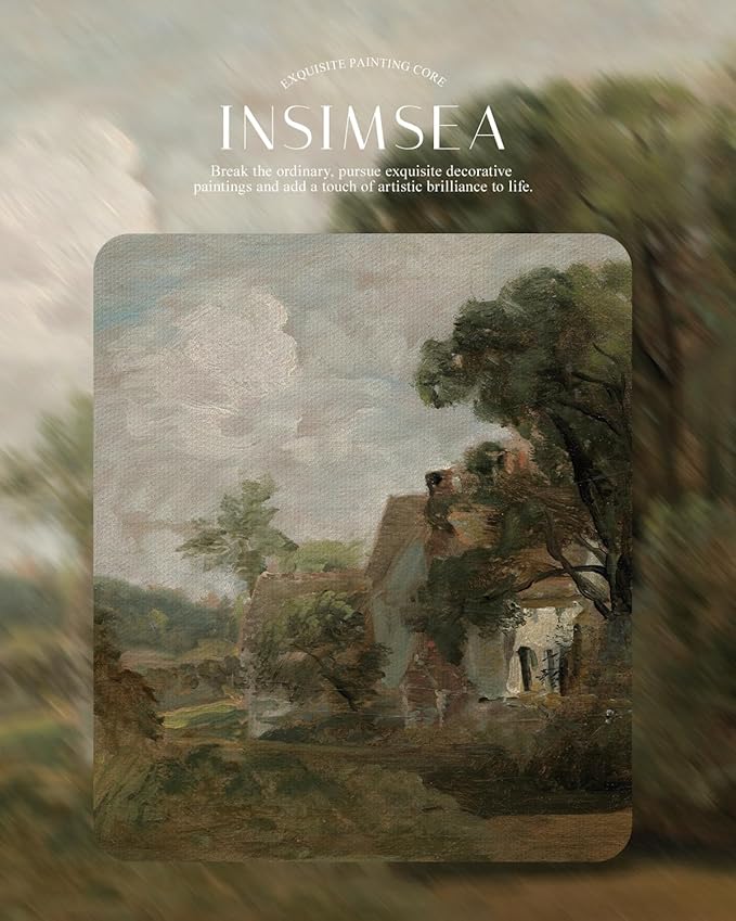 InSimSea Gold Picture Framed Wall Art, Living Room Vintage French Country Wall Decor, Nature Landscape Canvas Print Art, Home Farmhouse Decor, Antique Paintings with Frame 13x16inch