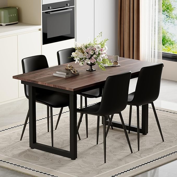 Extendable Dining Table Set for 8, 55"–71" Modern Wood Kitchen Table with 8 Upholstered Chairs, Space-Saving for Living Room Apartment, Sturdy & Comfortable, Easy Assembly
