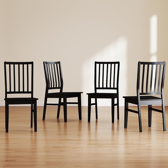Black Wooden Dining Chairs Set of 8, Farmhouse Dining Room & Kitchen Chair with High Back, Spindle Windsor Armless Side Chair for Living Room Dining Room Kitchen Restaurant Balcony