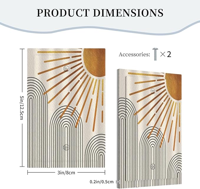 Light Switch Cover Mid Century Boho Sun Beige Minimalist Abstract Wall Plate Cover 1 Gang Blank No Device Decorative Outlet Covers Electrical Switchplate for Bathroom Bedroom Decor