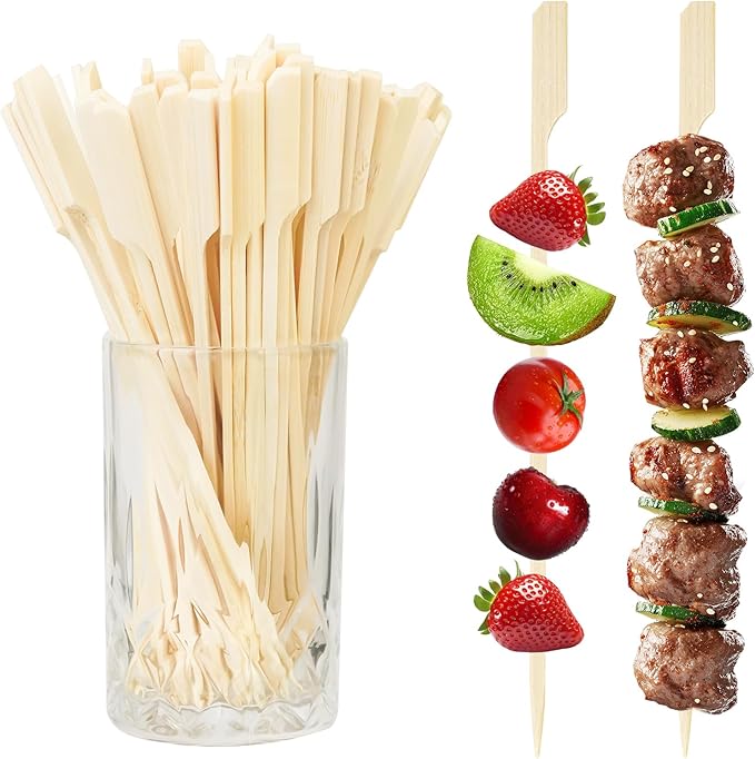 100PCS Cocktail Picks, Fancy Picks for Appetizers, Decorative Skewers for Appetizers Drinks Party Fruit, 6 Inch Long Wooden Bamboo Paddle Food Sticks Charcuterie Boards Accessories