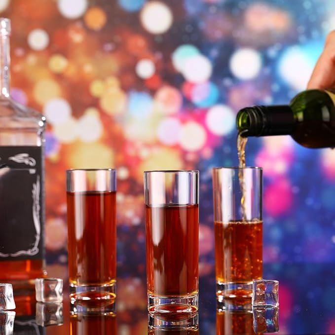 100 Pcs Shot Glasses Set 2.2 oz Mini Shot Cup Bulk, Clear Plastic Unbreakable Base Plastic Glass for Custom, Birthday Wedding Guest Gift (Tall)