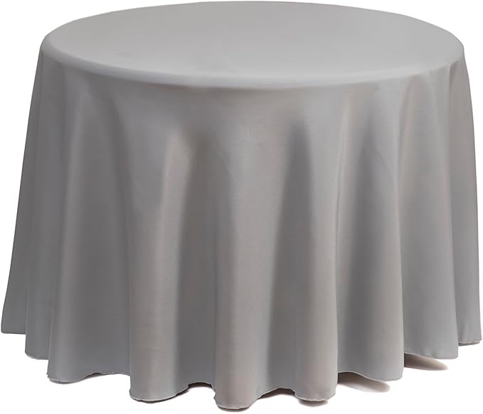 Gee Di Moda Round Tablecloth - 108 Inch Charcoal Round Table Cloth for 48 to 72 Inch Round Tables - Heavy Duty Washable Fabric - for Buffet Table, Holiday Party, Dinner, Wedding & Baby Shower