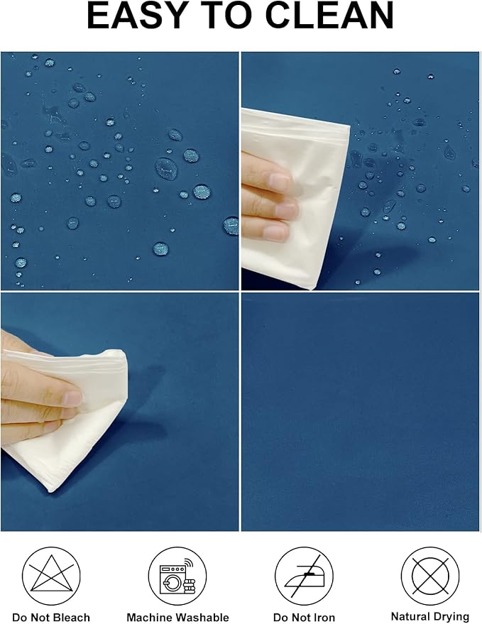 Fokitut 2 Pack Waterproof Round Tablecloth, 108 Inch, Stain Resistant and Wrinkle Polyester Table Cloth, Fabric Table Cover for Kitchen Dining, Wedding, Party, Holiday Dinner-Mediterranean Blue