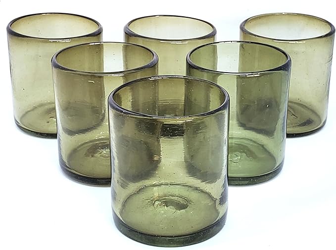 Solid Olive Green 9 oz Short Tumblers (set of 6), Recycled Glass, Lead-free, Toxin-Free (9oz Tumbler)