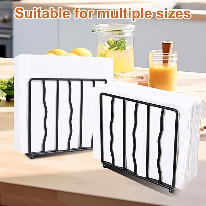Modern Standing Napkin Holder for table, Black Metal, Tabletop Paper Napkin Dispenser for Coffee Filter Holder Kitchen, Dining Room, Outdoor.
