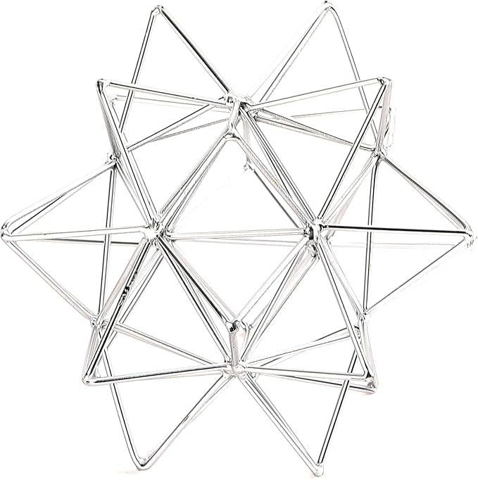 Metal Geometric Table Top Decor, 3D Sliver Spheres Decorative Accents Balls, Iron Abstract Sculpture Objects for Home Decor, Coffee Table Top Decorations for Home Office Living Room Bedroom Decor