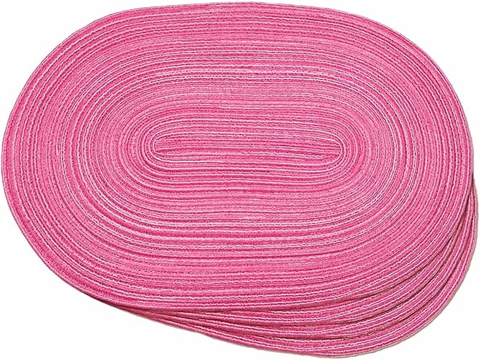 Noctiflorous Oval Braided Placemats Set of 4 Woven 12x18 Inch Non Slip Washable Heat Resistant Place Mats Tablemats for Dining Kitchen Party Daily Table Decor Dinner Mats (Hot Pink, 4)