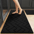 hicorfe Kitchen Rugs and Mats Sets,2 Pieces Super Absorbent Polypropylene Non-Slip Rug,Soft Comfort Floor Mat,Washable for Kitchen,Hallway,Office,Sink,Laundry(20" x 32"+20" x 48",Black)