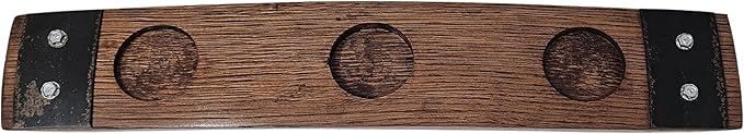 Premium Barrel Stave Whiskey, Scotch, Bourbon - Crystal Glass Flight (Red Mahogany)