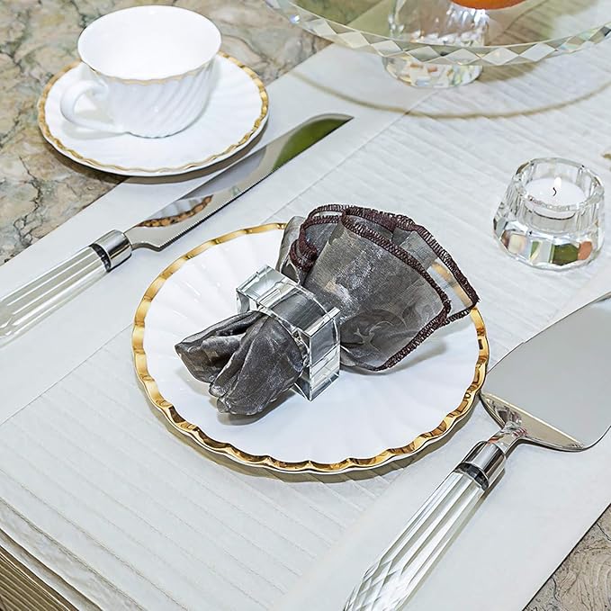 Crystal Napkin Holder Rings Square Design Christmas Decorations for Dinner Set of 12