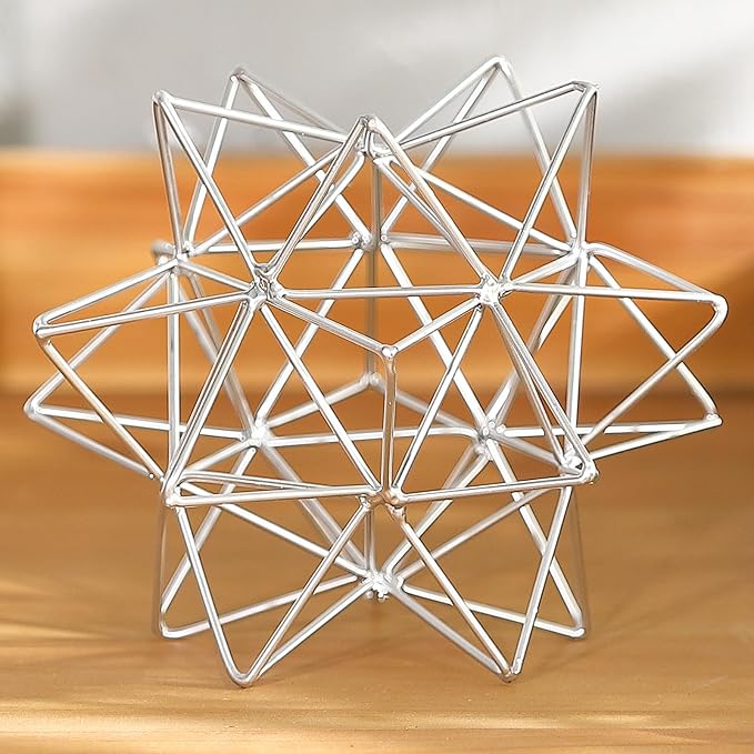 Metal Geometric Table Top Decor, 3D Sliver Spheres Decorative Accents Balls, Iron Abstract Sculpture Objects for Home Decor, Coffee Table Top Decorations for Home Office Living Room Bedroom Decor