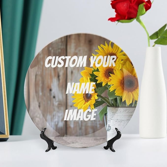 Personalized Ceramic Decorative Plate Customizable Photo Text Logo Printed for Wall Hanging or Table Decor Perfect Memorial Gifts for Anniversary Birthday Gift CP-64701723