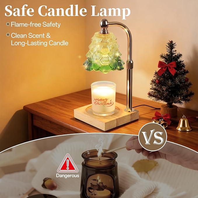Candle Warmer Lamp with Timer Dimmer Adjustable Height, Candle Warmer with 2 Bulbs for Jar Candles, Home Decor, for Women Birthday