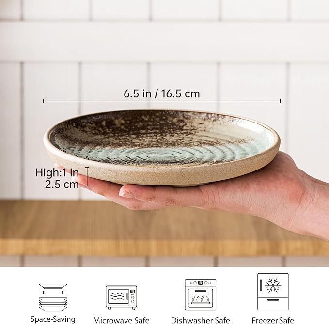UNICASA Dessert Plates, 6.5 Inch Appetizer Plate Set of 4 - Microwave & Dishwasher Safe Ceramic Side Dish for Salad, Snacks, Japanese Plates