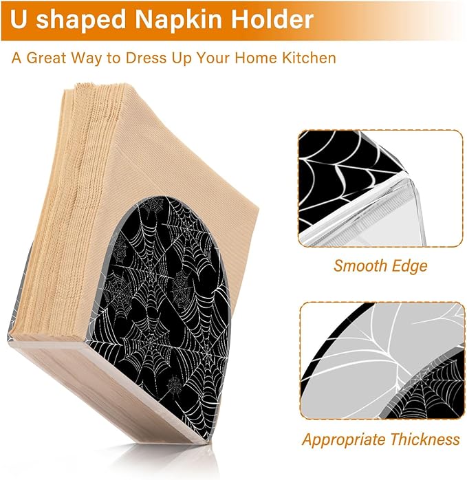 Napkin Holder Spider Web Crystal Clear Acrylic Napkin Holders, Paper Napkin Holder Dining Table Dispenser for Kitchen Restaurant Home Decor Bar Accessories