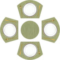 SHACOS Large Size Wedge Shape Placemats with Centerpiece Round Mat Set of 5 Round Table Place Mats Washable Dining Table Placemats Reversible, Green
