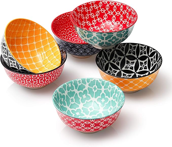 DOWAN 10 oz Small Bowls Set of 6 - Ceramic Ice Cream Bowls, Small Dessert Bowls for Cereal, Snacks, Dipping Bowl for Kirchen, Decorative Bowls, Dishware and Microwave Safe, Portion Control Bowl