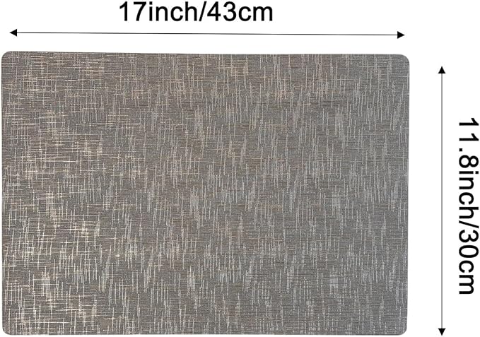 Set of 4 Faux Leather Placemats, Dual‑Sided Non‑Slip Vinyl Placemats, Washable Table Mats, Wipeable Metallic Dining Mats for Kitchen and Dining