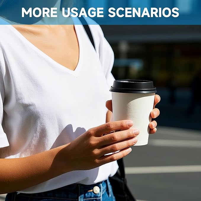 RACETOP 12 oz 50 Pack Disposable Paper Coffee Cups with Lids, Paper Coffee Cups with Lids 12 oz, Hot Cup for Home/Office