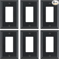 6-Pack Decorator Outlet Cover Plate, Black Decorative Switch Plates and Outlet Covers, Durable Zinc Alloy Wall Plates for Electrical Outlets, Receptacle, GFCI Outlet, Dimmer Switch