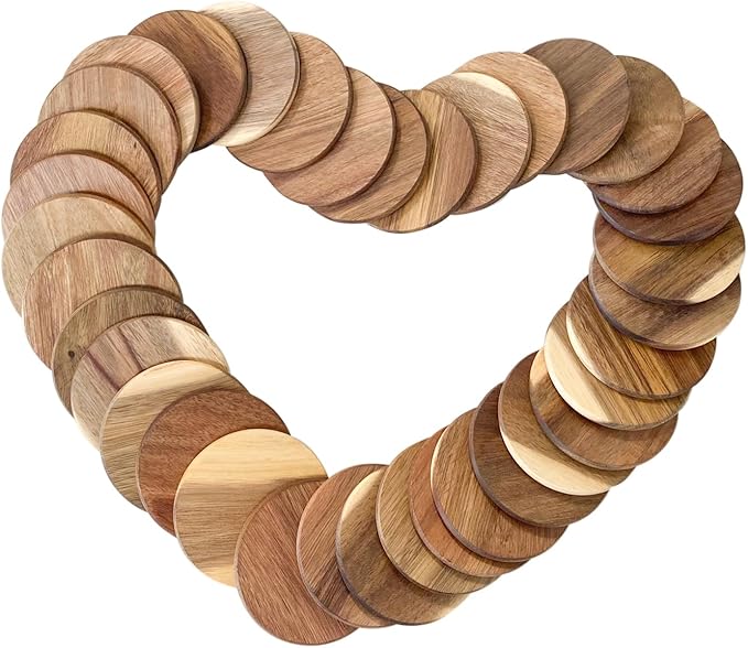 36 Pack Acacia Wood Drink Coasters, 3.68 Inch Round Wooden Acacia Wood Cup Coasters