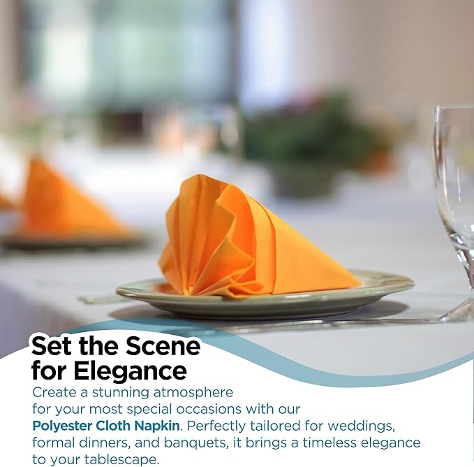 Polyester Cloth Napkins - Washable Soft Table Linens - Durable & Elegant for Dining, Restaurants, Weddings, Events, Rentals, Banquets, & Parties - Premium Quality Set of 250, Orange, 20"x20"