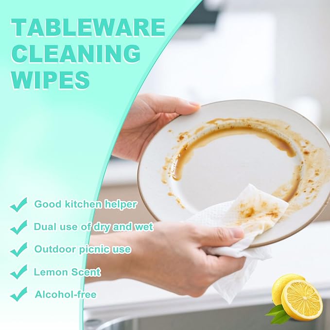 twoworld Disposable Dish Cleaning Wipes,Dish Wipes for Washing Dishes No Water for Camping Travel Kitchen Outdoor(pack of 200)