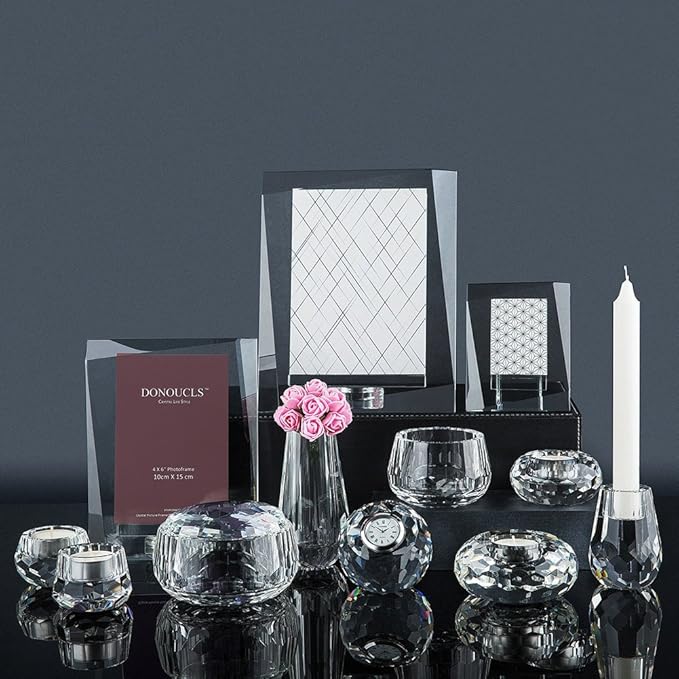 Crystal Napkin Holder Rings Square Design, Christmas Decorations for Dinner Clear 2" Set of 4