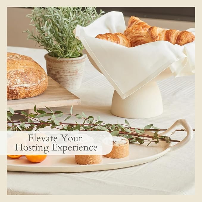 CG Hunter Large Crème Footed Bowl, Elegant Aluminum Serving Dish, Perfect for Home Decor, Dining Table Centerpiece, Fruit Display, Salad Serving, and Decorative Kitchen Accents