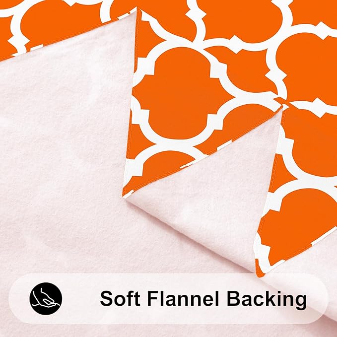 Smiry Round Plastic Table Cloth, Waterproof Vinyl Tablecloth with Flannel Backing for Round Tables, Wipeable & Spillproof for Dining, Camping, Indoor and Outdoor (60" Round, Bright Orange)