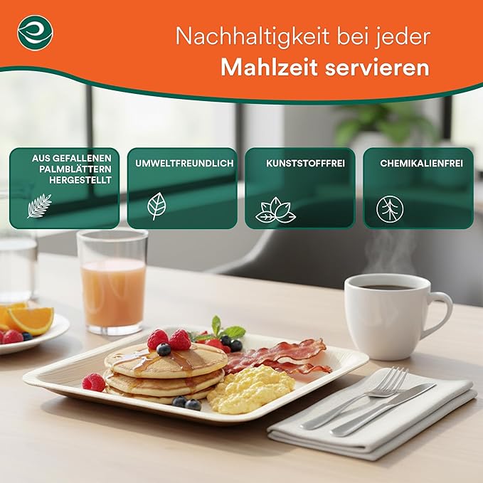 ECO SOUL Palm Leaf Plates 8"(400 Count) Square Compostable Bamboo Plates Heavy- Duty, Biodegradable Eco-Friendly Dinnerware for Party Dinner, Wedding, Holiday & Event