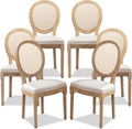 SoarFlash French Dining Chairs Set of 6, Vantage Dining Chair with Round Back, Farmhouse Country Rattan Dining Chair for Kitchen,Bedroom,Beige