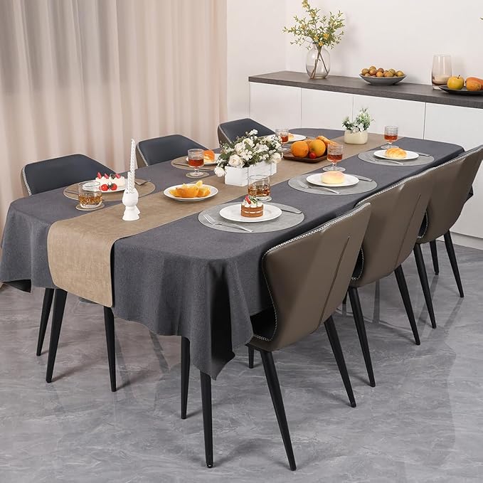Myir JUN Reversible Vinyl Round Placemats Set of 6, Faux Leather Place Mats Dual Sided Waterproof Oilproof Wipeable, Heat-Resistant Table Mats for Kitchen Dining Indoor Outdoor (14", Light Gray Beige)