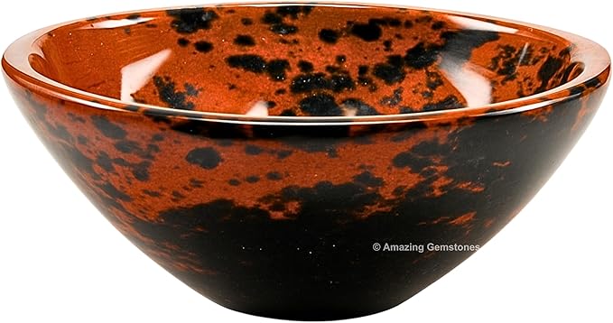 Mahogany Obsidian Crystal Bowl - 2 Inch Decorative Bowls for Room and Home Decor - Gemstone Healing Crystals for Elegant Display, Positive Energy Balance and Gift