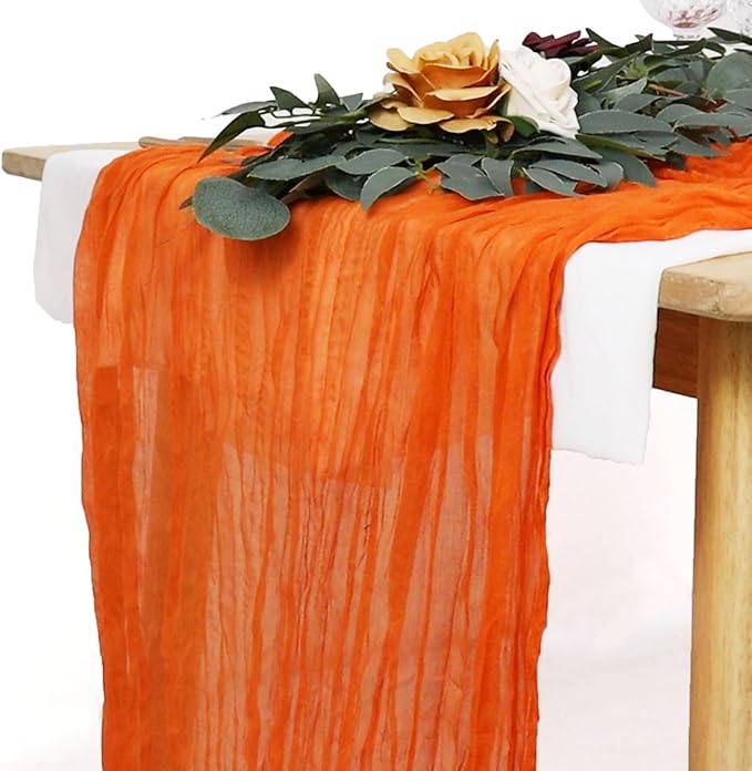 Orange Cheesecloth Table Runner Wedding Gauze Table Runner Rectangle 10FT Fall Table Cloth Burnt Orange Cheese Cloths Halloween Cheesecloth Table Runners for Thanksgiving Day Birthday Decoration