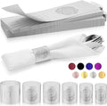Christmas Napkin Rings Set of 50, 2 Colors in 1, Reusable Adjustable Napkin Bands for Holiday Parties, Wedding, Thanksgiving Table Decor, Waterproof Tear-Proof (Silver) Great Gift Idea