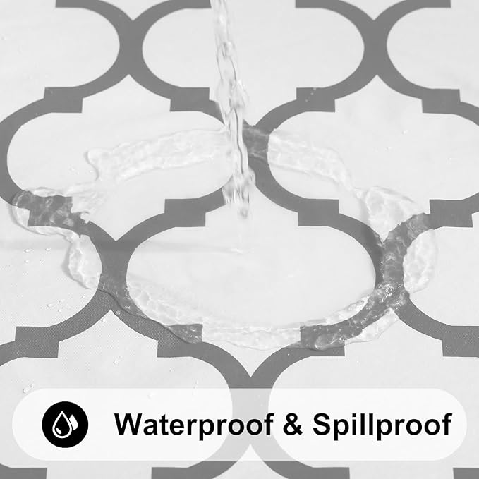Smiry Rectangle Table Cloth, Waterproof Vinyl Tablecloth with Flannel Backing for Rectangle Tables, Wipeable Spillproof Plastic Tablecloths for Dining, Camping, Indoor and Outdoor (54"x108", White)