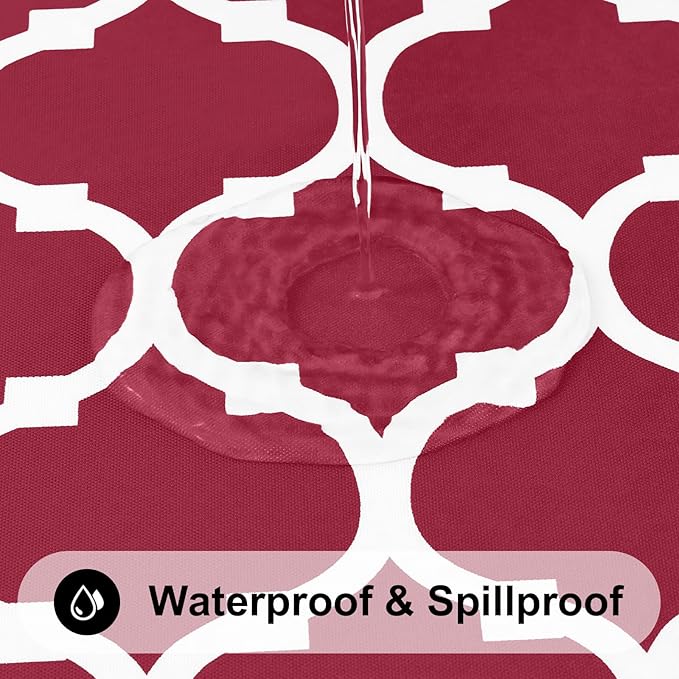 Smiry Square Table Cloth, Waterproof Vinyl Tablecloth with Flannel Backing for Square Tables, Wipeable Spillproof Plastic Tablecloths for Dining, Camping, Indoor and Outdoor (54"x54", Burgundy)