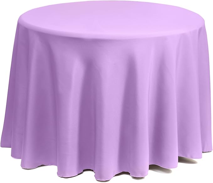 Gee Di Moda Round Tablecloth - 108 Inch Lavender Round Table Cloth for 48 to 72 Inch Round Tables - Heavy Duty Washable Fabric - for Buffet Table, Holiday Party, Dinner, Wedding & Baby Shower