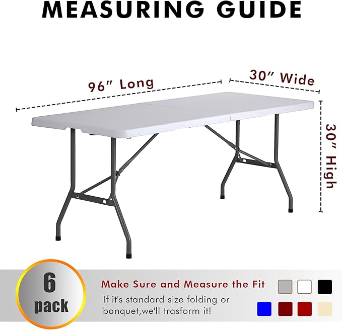 Nasitos 6 Pack Black Tablecloth for 8FT Trade Show Table Covers-Open Back Folding Tablecloths Washable Fabric and Wrinkle Resistant Table Covers for Craft Show, Display Table, Parties, Birthday