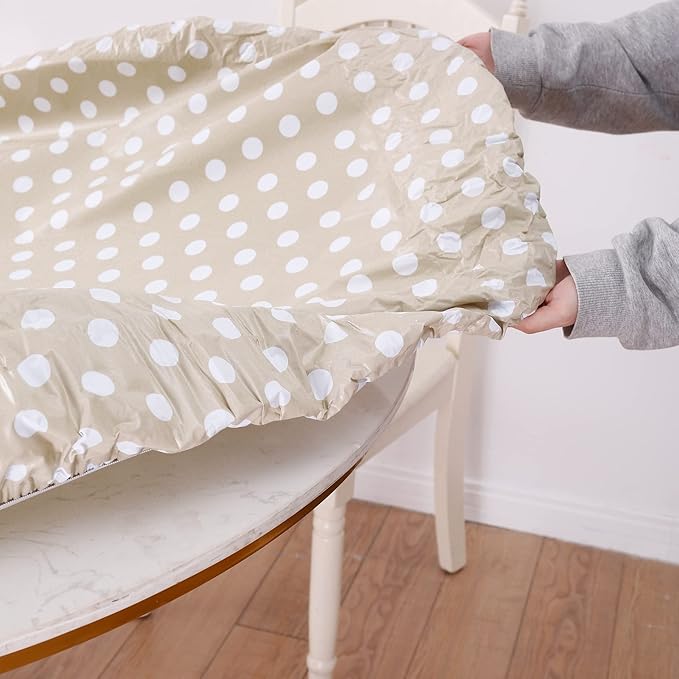 Walrus Round Vinyl Fitted Tablecloth with Flannel Backing Elastic Edge Design Table Cover Waterproof Oil-Proof PVC Table Cloth Stain-Resistant Best for 57"-66" Round