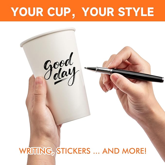 100 Pack 12 oz Disposable Coffee Cups with Lids, Paper Coffee Cups for Hot/Cold Drinks, Leak-Proof To Go Cups for Home, Cafes, Events and Office